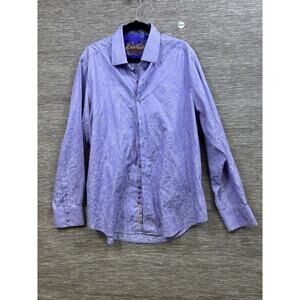 Robert Graham Tonal Paisley Button Down Shirt Mens Size 2XL Purple Long Sleeve